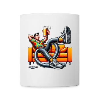 Lustiger Papa auf der Couch Retro Illustration - Tasse - Weiß - Vorne