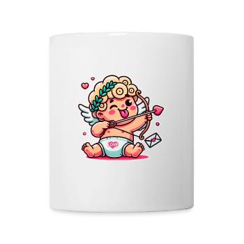 Lustiger Cartoon-Amor mit Bogenpfeil - Tasse - Weiß - Vorne