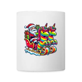 Funny Santa Unicorns Christmas Art - Mug - white - Front