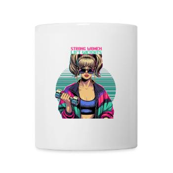 starke Frauen heben Gewichte Gym 90er Geschenk - Tasse - Weiß - Vorne