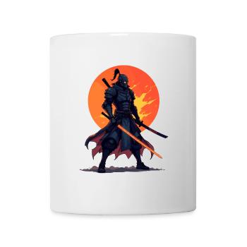 Dunkler Ninja-Krieger mit feuriger Klinge - Tasse - Weiß - Vorne