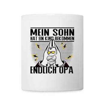Endlich Opa – Mein Sohn hat ein Kind bekommen - Tasse - Weiß - Vorne