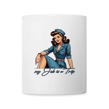 Pin Up Rétro Hôtesse de l’air Profession Cadeau de voyage - Mug blanc - blanc - Devant