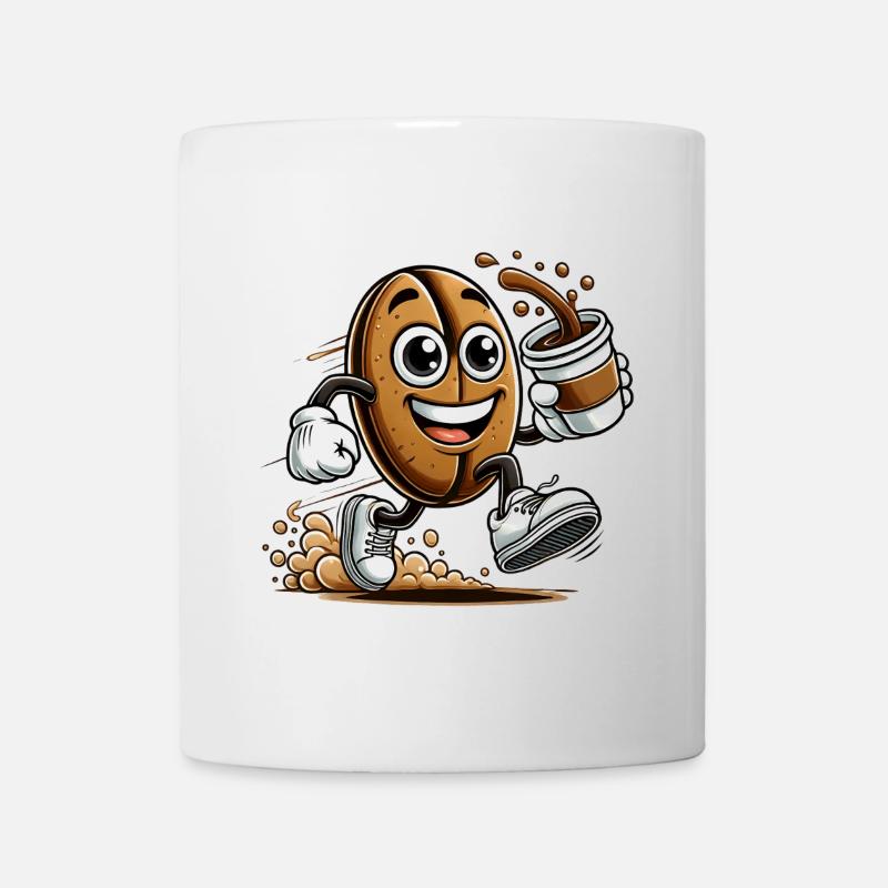 Coffee to Go – Fröhliche Kaffeebohne - Tasse - Weiß