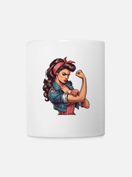 Femme forte confiante Rockabilly cadeau - Mug blanc - blanc