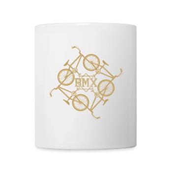 Motif d’orbite BMX doré - Mug blanc - blanc - Devant