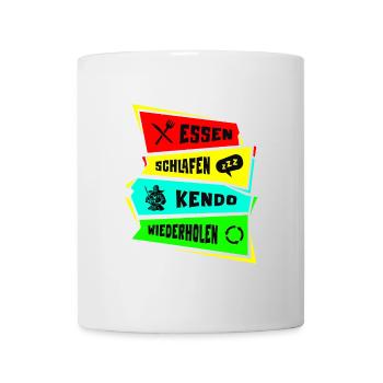 Essen Schlafen Kendo Wiederholen - Tasse - Weiß - Vorne