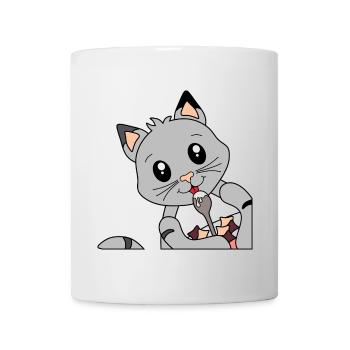 Cat at breakfast - gift for cat moms - Mug - white - Front