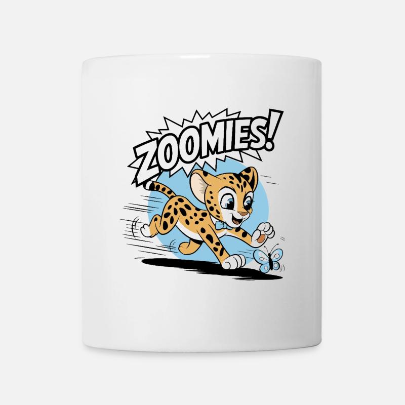 Zoomies – Cheetah Chasing a Butterfly - Mug - white
