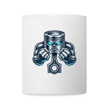 Muskel Kolben Design - Tasse - Weiß - Vorne