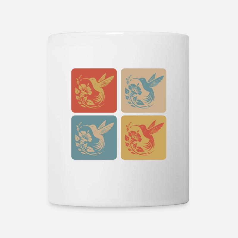 Kolibri & Blüte Vintage Design - Tasse - Weiß