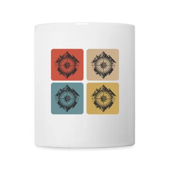 Kompass & Berge Vintage Design - Tasse - Weiß - Vorne