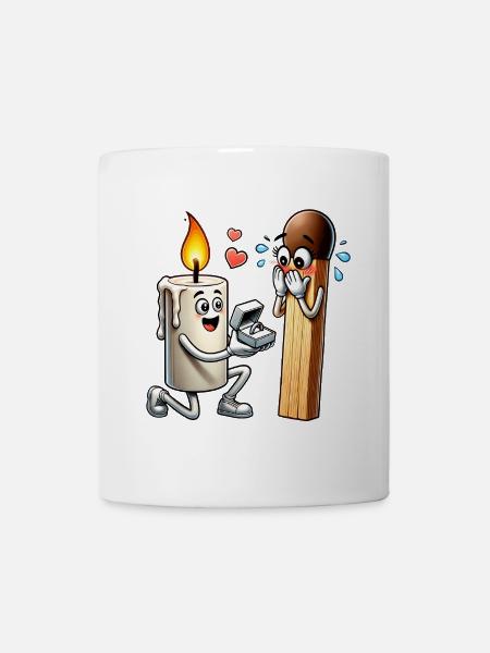 Kerze liebt Streichholz - Tasse - Weiß