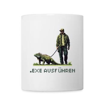 EXE AUSFÜHREN Lustiges Nerd IT Pixel Echse Design - Tasse - Weiß - Vorne