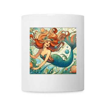 Sirène Sirène cheveux roux Cadeau Art Nouveau - Mug blanc - blanc - Devant