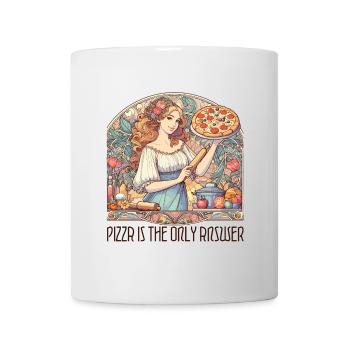 La pizza est la seule réponse Cadeau drôle - Mug blanc - blanc - Devant