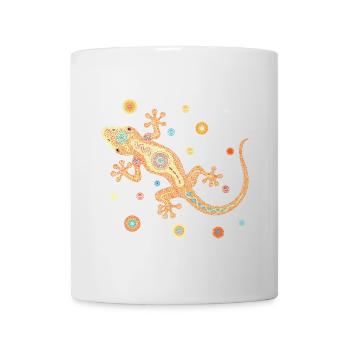 Mosaik-Eidechse – Farbenfrohes Tierdesign - Tasse - Weiß - Vorne