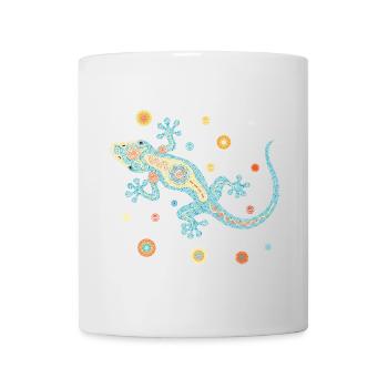 Mosaik-Eidechse blau– Farbenfrohes Tierdesign - Tasse - Weiß - Vorne