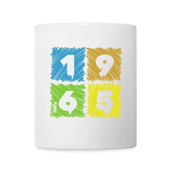 60. Geburtstag Farbige Patches since 07/1965 - Tasse - Weiß - Vorne