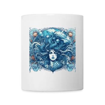 Sirène Sirène Cheveux Bleus Art Nouveau Cadeau - Mug blanc - blanc - Devant