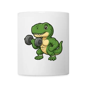 Mignon Dino T-Rex Entraînement Fitness Dessin animé - Mug blanc - blanc - Devant