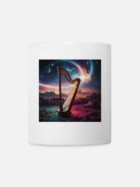 Mystische Harfe Im Kosmischen Sternenhimmel - Tasse - Weiß