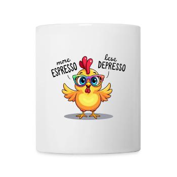 Funny Chicken – Plus d’espresso, moins de dépresso - Mug blanc - blanc - Devant