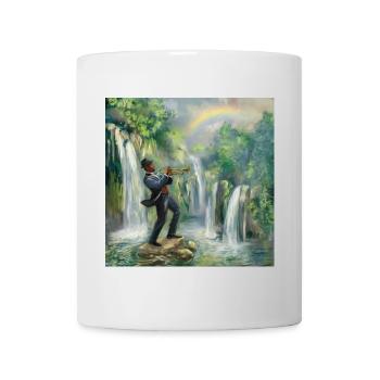 Trompettiste de jazz devant les cascades dans la jungle - Mug blanc - blanc - Devant