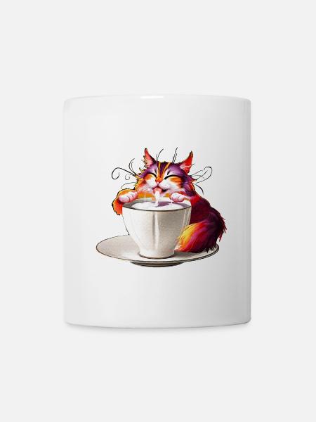 Bunter Farbzauber Katze Milchtasse - Tasse - Weiß