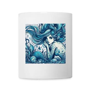 Sirène Sirène Cheveux Bleus Art Nouveau Cadeau - Mug blanc - blanc - Devant