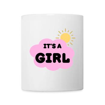 Es Ist Ein Mädchen, Baby Schwangerschaft Offenbarung Rosa Wolke - Tasse - Weiß - Vorne