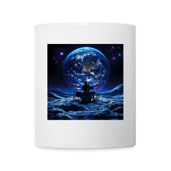 Batteur sur la Lune devant la Terre dans l’espace - Mug blanc - blanc - Devant