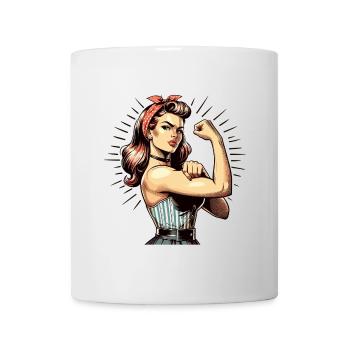 Starke Frau zeigt Stärke Rockabilly Style Geschenk - Tasse - Weiß - Vorne