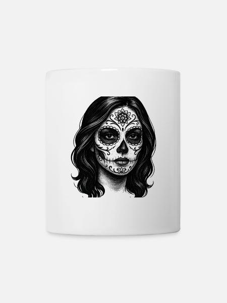 Portrait of a Woman with Sugar Kalavera - Mug - white