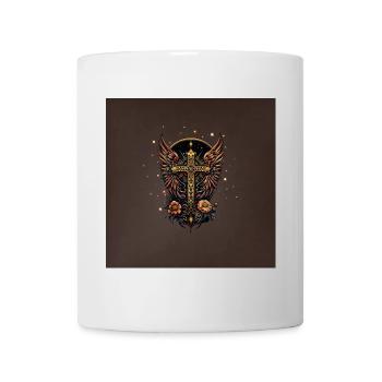 Ein Symbol der Stärke: Das verzierte Kreuz mit Flügeln - Tasse - Weiß - Vorne