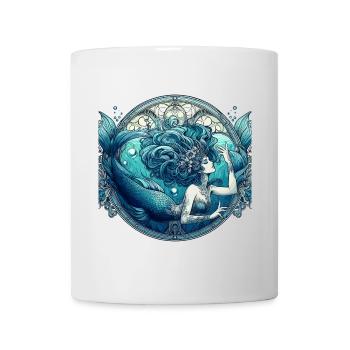 Sirène Sirène Cheveux Bleus Art Nouveau Cadeau - Mug blanc - blanc - Devant