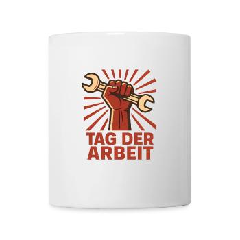 Tag der Arbeit – Faust mit Schraubenschlüssel - Tasse - Weiß - Vorne