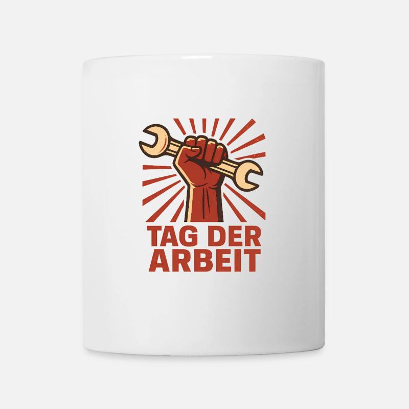 Tag der Arbeit – Faust mit Schraubenschlüssel - Tasse - Weiß