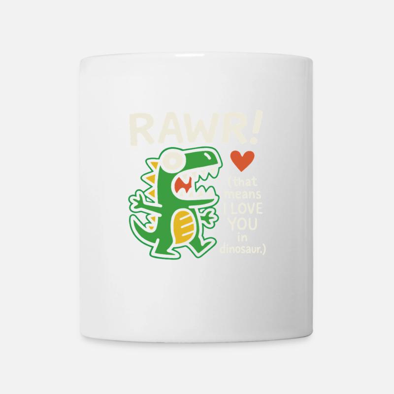 Cute Dinosaur Love T-Shirt Design - Mug - white