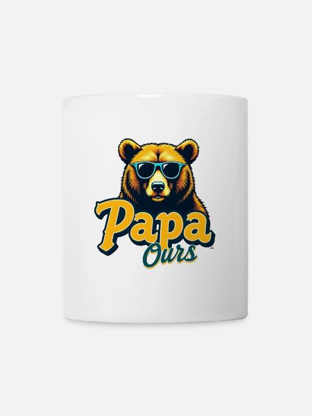 Papa Ours Lunettes Retro - Mug blanc - blanc