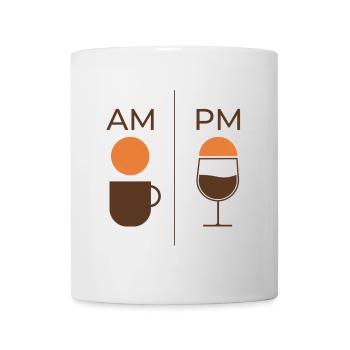 AM Coffee PM Wine – Kaffee & Wein Design - Mug - white - Front