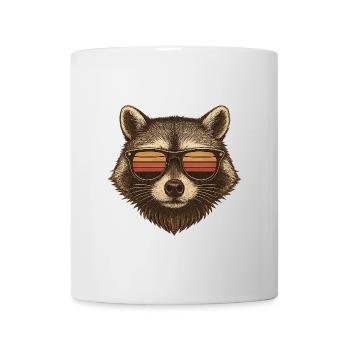 Waschbär Retro Sonnenuntergang Sonnenbrille - Tasse - Weiß - Vorne