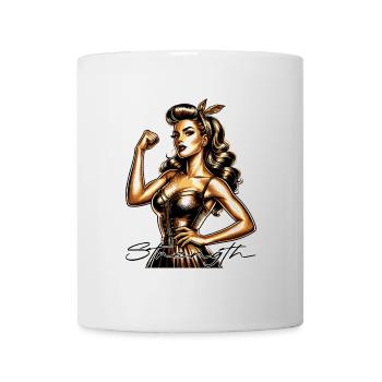 Strength Strong Woman Rockabilly Style Gold Gift - Mug - white - Front