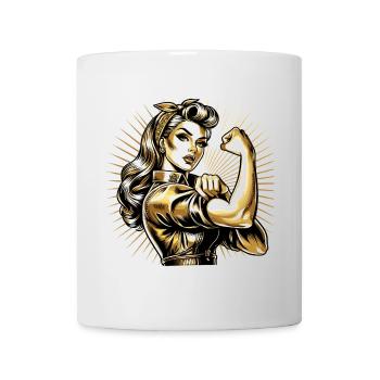 Strength Strong Woman Rockabilly Style Gold Gift - Mug - white - Front