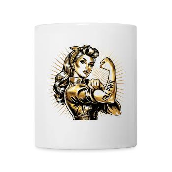 Strong Woman GRL PWR Rockabilly Gold Gift - Mug - white - Front