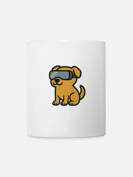 Chien Cartoon en Réalité Virtuelle – Illustration - Mug blanc - blanc
