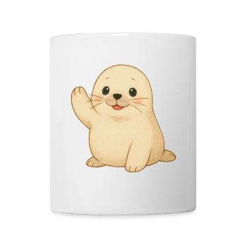 Kleine winkende Robbe - Tasse - Weiß - Vorne