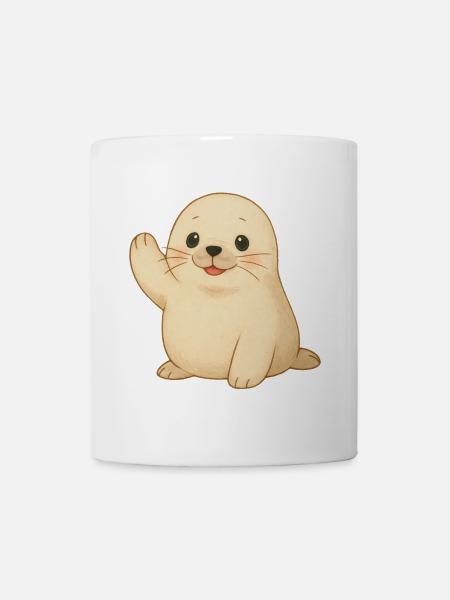Kleine winkende Robbe - Tasse - Weiß