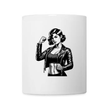 Femme Cool Forte Rockabilly Veste En Cuir Cadeau - Mug blanc - blanc - Devant
