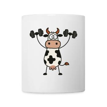 Funny Cow Dumbbells Workout Fitness Bodybuilding - Mug - white - Front
